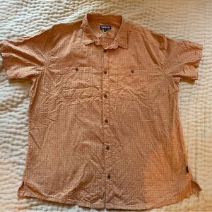 Patagonia Organic Cotton A/C Shirt Worn Wear Men's XXXL 3XL Orange PLaid Button